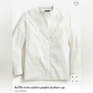 NWT J.crew ruffle-trim cotton poplin button up